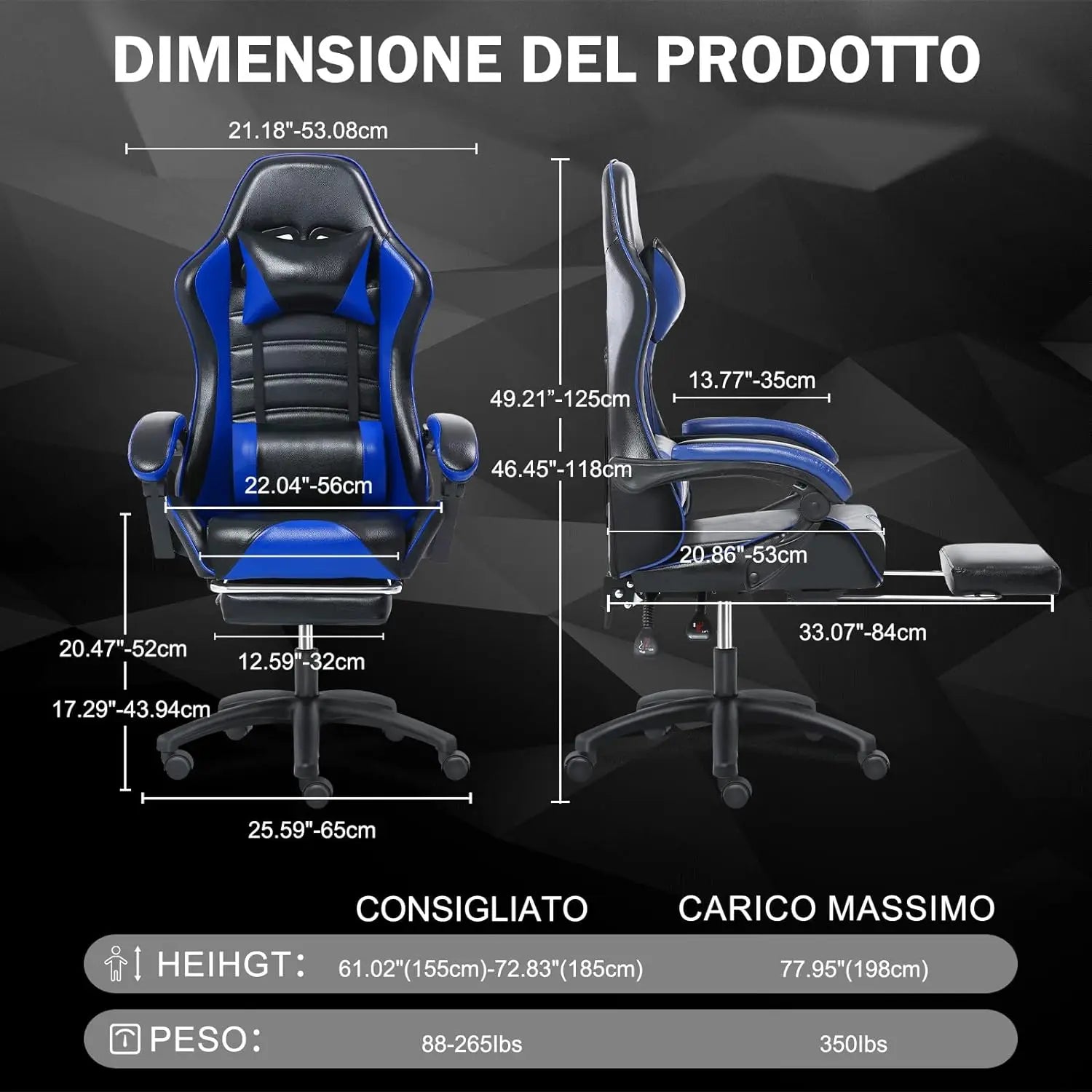 Ergonomic Gaming Chair with Footrest, PU Leather Video Game Chairs for Adults, Reclining Gamer Chair Office Chair