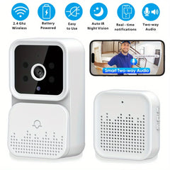 Wireless smart video doorbell 2.4GWiFi, 2-channel audio, night vision, SD card/cloud storage home security surveillance camera