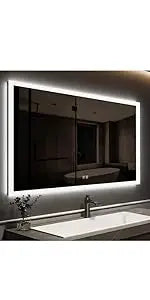 48 x 36 Inches LED Bathroom Mirror with Front  ,Anti-Fog,3 Colors and Dimmable Light