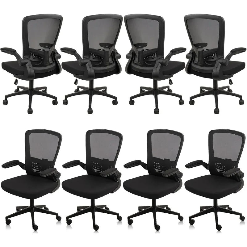 Desk Chairs with Wheels, Ergonomic Mesh Office Chair Adjustable Height and Swivel Lumbar Support  Chair with Flip Up Armrests