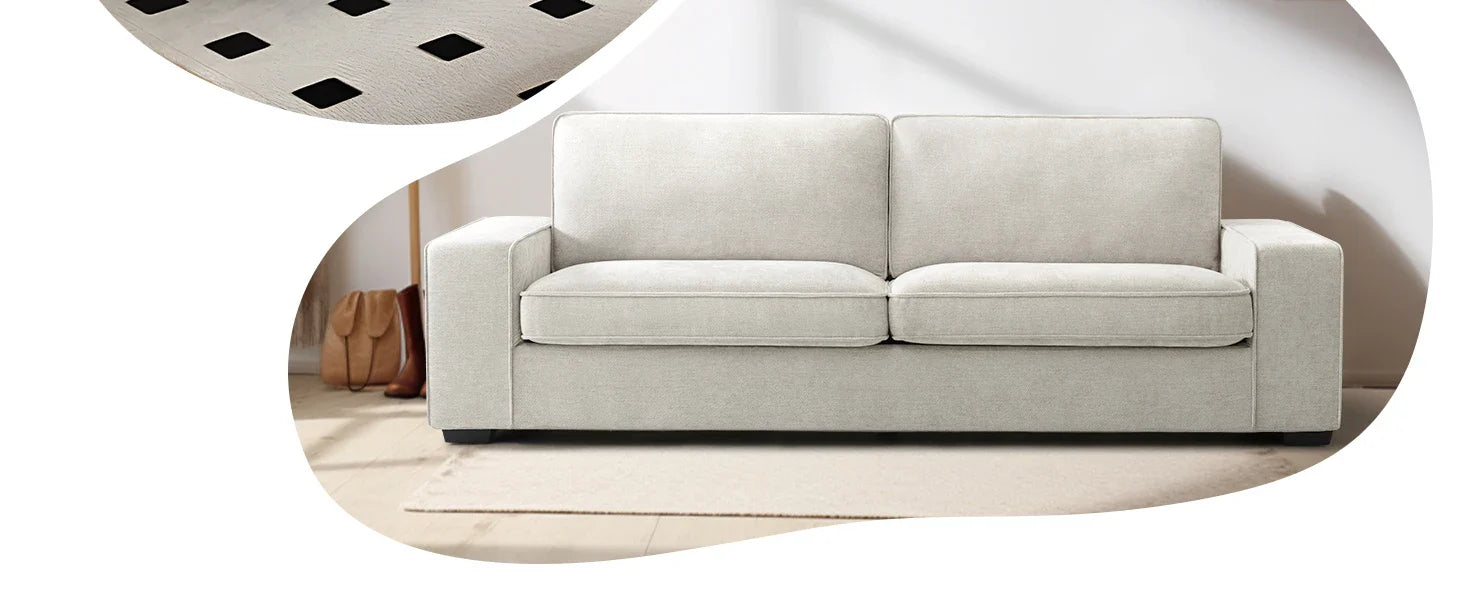 EASELAND Sofa Couch, 88" Chenille Loveseat for Living Room, 3 Seater Lounge Sofa for Bedroom with Removable Back and Seat Cushio