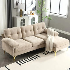 83" Convertible Sectional Sofas with Chaise, Upholstered 3 Seater Couch, Living Room Sofas