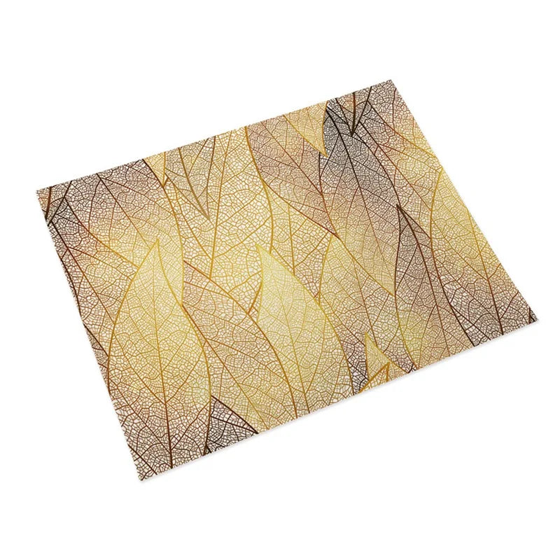 Dish Mat Ins Gold Leaf Placemat  Coffee Table Tablecloth Cotton Linen Placemats Printing Waterproof Placemat Western Placemat