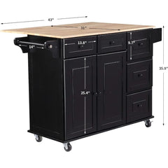 Kitchen Cart, Kitchen Carts with Cabinet , Wood Counter top Mobile Storage Islands with Drawer and Two Doors,Kitchens Island