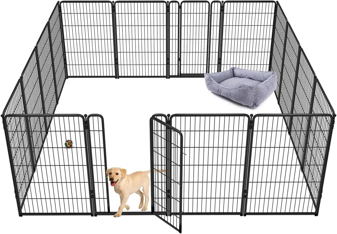 Dog Playpen Designed for Indoor Use, 40" Height for Large Dogs, Black Patented, Heavy Duty Metal Portable Dog Pens Fences