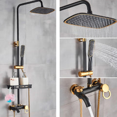 Modern Shower Faucet Rainfall Shower Head Combo Set Wall Mounted Mixer Valve Set Kitchen Brass Shower Faucet Set Kit Rainfall