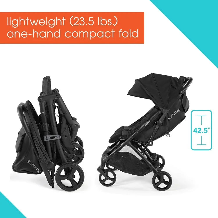 3Dpac CS+ Double Stroller, Black – Car Seat Compatible Lightweight Baby Stroller with Convenient One-Hand Fold, Reclining Seats