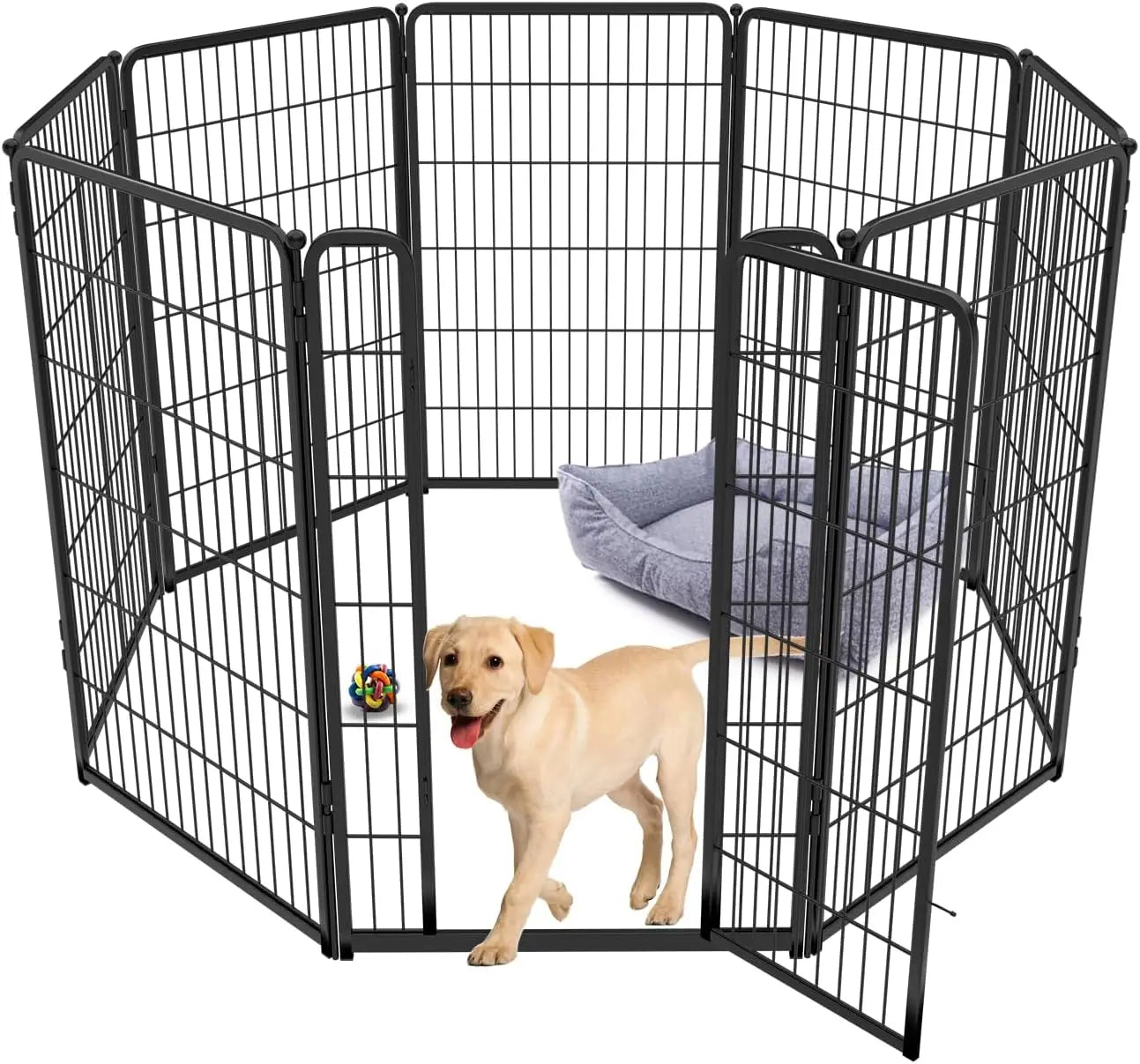 Dog Playpen Designed for Indoor Use, 40" Height for Large Dogs, Black Patented, Heavy Duty Metal Portable Dog Pens Fences