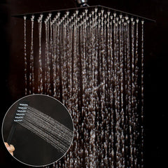 KEMAIDI Matte Black Rainfall Shower Faucet Set Single Lever Bathtub Shower Mixer Faucet & Storage Shelf  Shower Mixer Water Tap