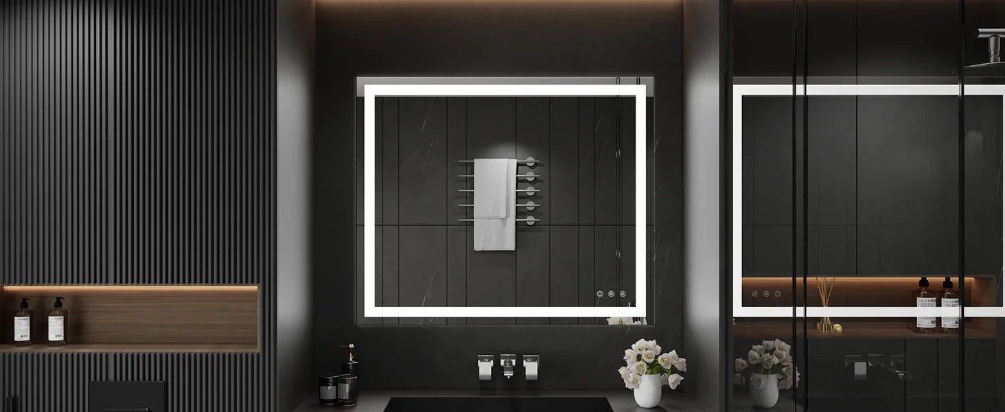 30x36 Inch LED Bathroom Mirror - Anti-Fog, Bathroom Mirror with LED Lights - 3 Color