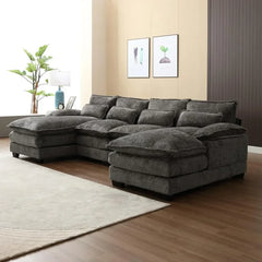 110" Sectional Sofa Cloud Couch for Living Room, Modern Chenille U Shaped Couch, Comfy Modular Sofa Sleeper