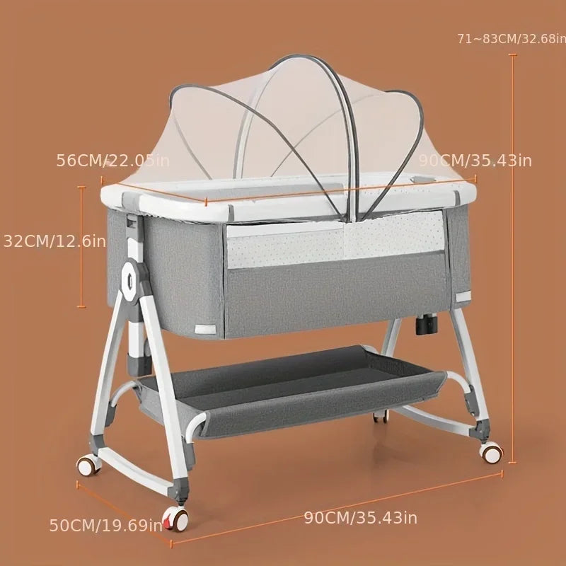 Baby crib, baby rocking bed, splicing large bed, multifunctional baby crib, foldable, height adjustable splicing