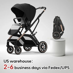 Fashion High View Baby Stroller Ergonomics Seat Bassinet for Newborn Portable Baby Pram One Hand to Recline Basket Pushchair