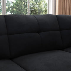 Convertible Sectional Sofa L Shaped Couch For Small Apartment Reversible Sectional Couch For Living Room,Velvet Black