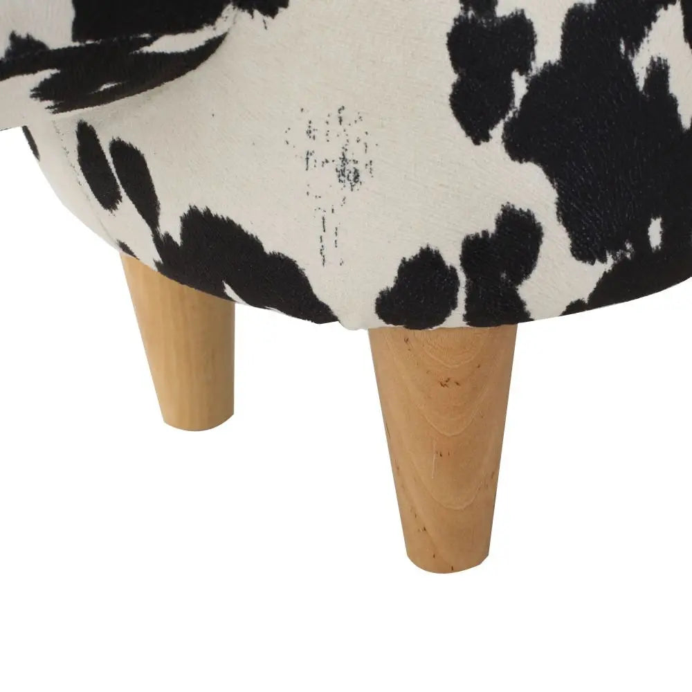 Velvet Cow-Shaped Ottoman, Cute Wood Foot Stool Shoes Changing Seat with Cushioned for Adult  Playroom, Porch Furniture, Stool