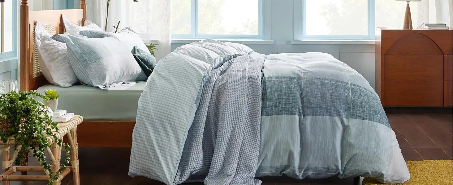 Bedsure Duvet Cover Queen Size - Reversible Striped Duvet Cover Set with Zipper Closure, Grey Bedding Set