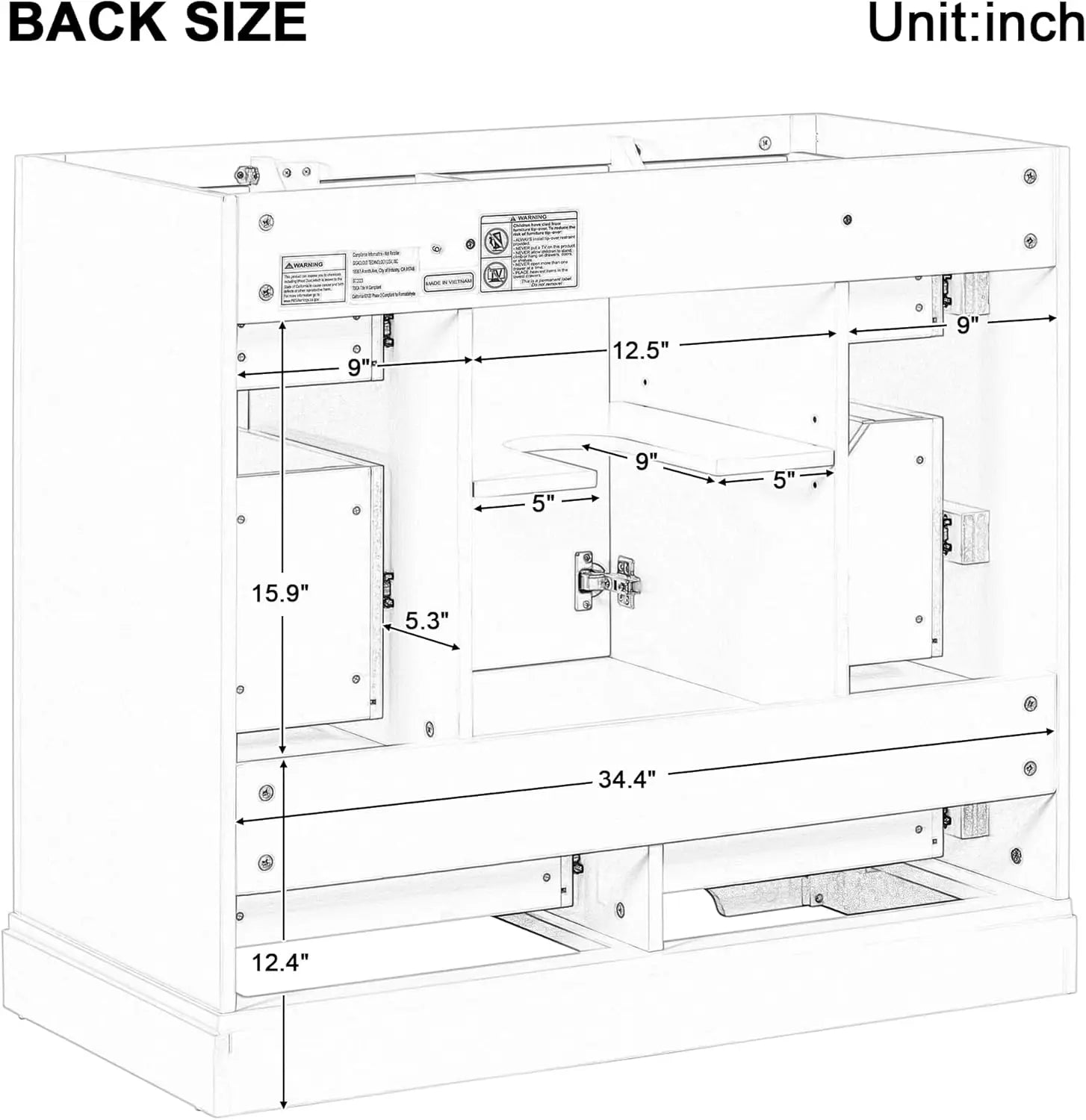 36" Bathroom Vanity with Sink ,6 Drawers & One Cabinet with Adjustable Shelf, Bathroom Cabinet with Ceramic Basin for Bathroom