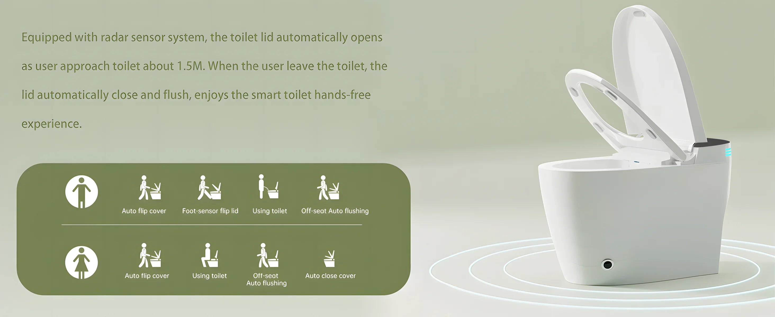 Smart Toilet with Bidet Built In, Tankless, Foot Sensing , AUTO Open/Close Lid, Heated Bidet Toilet Seat with AUTO Flush,Air Dry