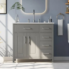 36" Bathroom Vanity with Sink Combo, Modern Undermount Small Single Bathroom Cabinet Set, Includes 37" Countertop