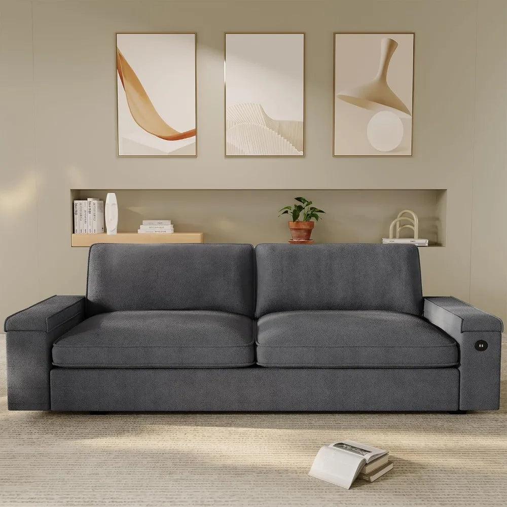 Modern Couch, Comfy Couches for Living Room, Oversized Loveseat Sofa, Deep Seat Sofa , Removable Sofa Cover(Dark Grey Chenille)