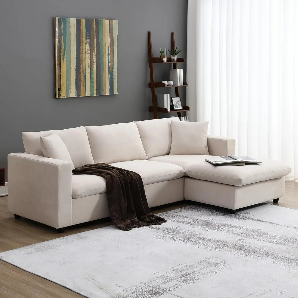 100.4" Modular Sectional Sofa Cloud Couch for Living Room, Modern Convertible L Shaped Couch Set