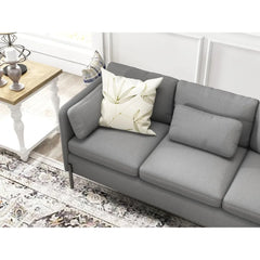 Inch Sofa Couch, 3 Seater Couches for Living Room, Comfy Sofas w/3 Pillows and Iron Legs, Fabric Sofa for Small Spaces