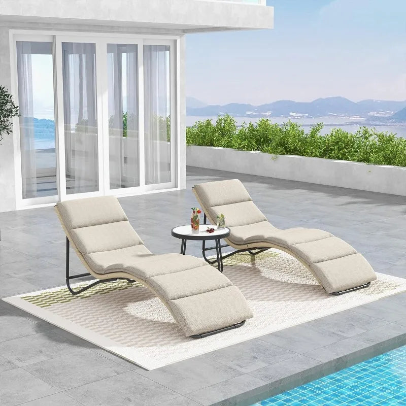 Outdoor Chaise Lounge Set of 2 Mesh Sling Lounge Chairs with Woodgrain Texture,Portable Wheels & 4 Adjustable Reclining Backrest