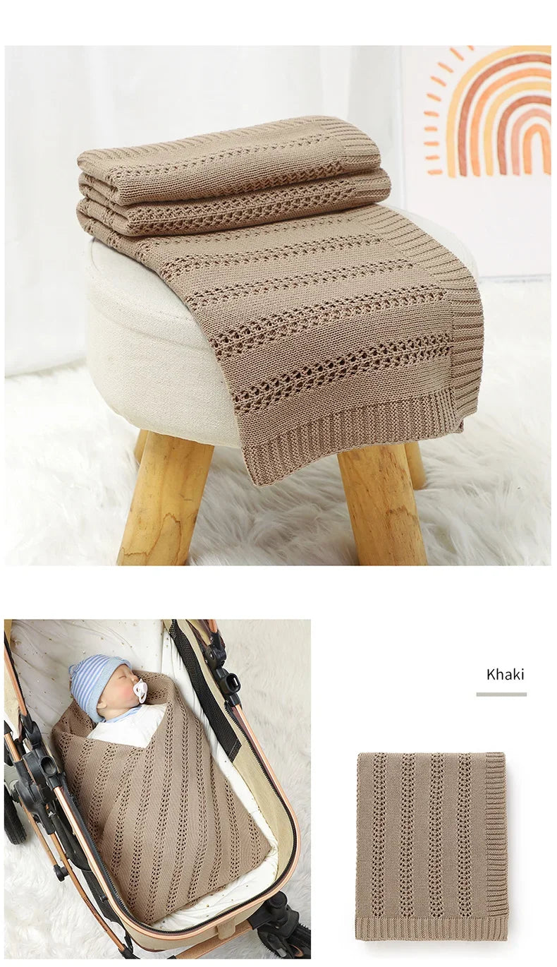 Newborn Baby Blanket Cotton Knit Infant Girl Boy Bedding Quilt 90*70CM Fashion Solid Toddler Stroller Swaddling Super Soft Plaid