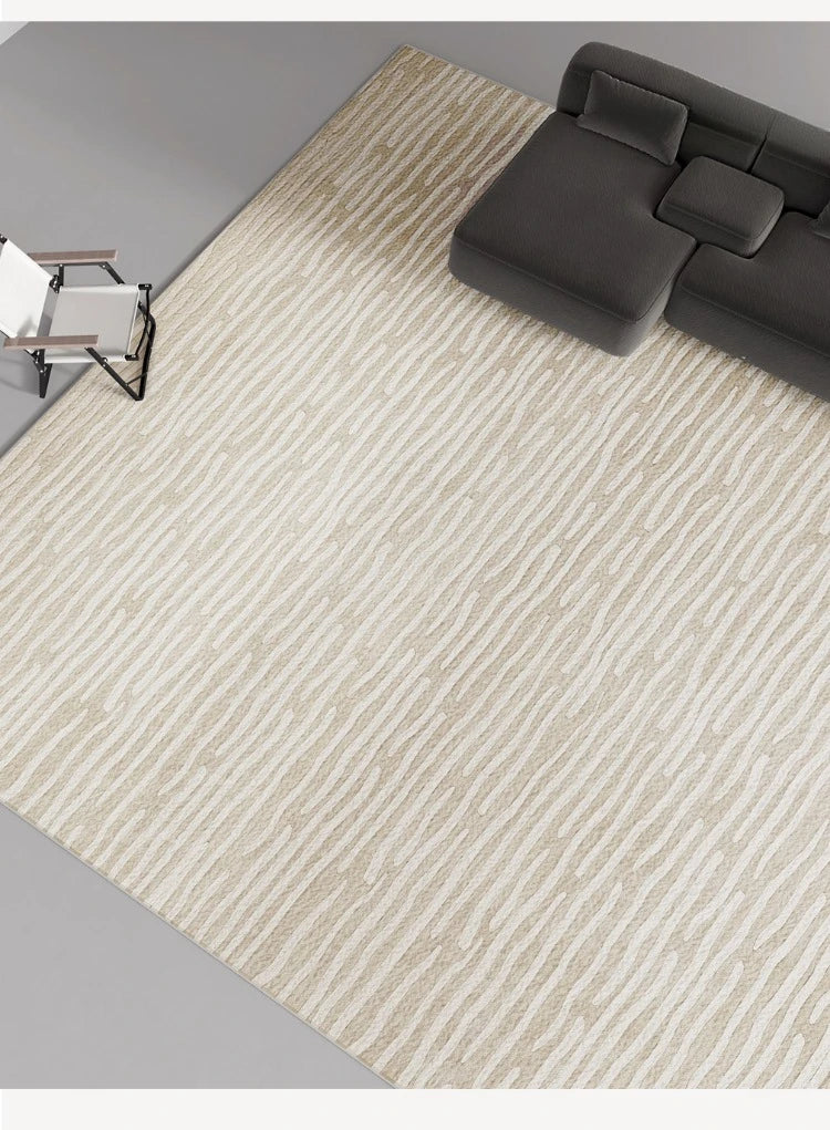 Cream Striped Carpet Minimalist Luxury Large Area Living Room Carpets Easy Clean Bedroom Bedside Rugs Machine Washable Rug Tapis