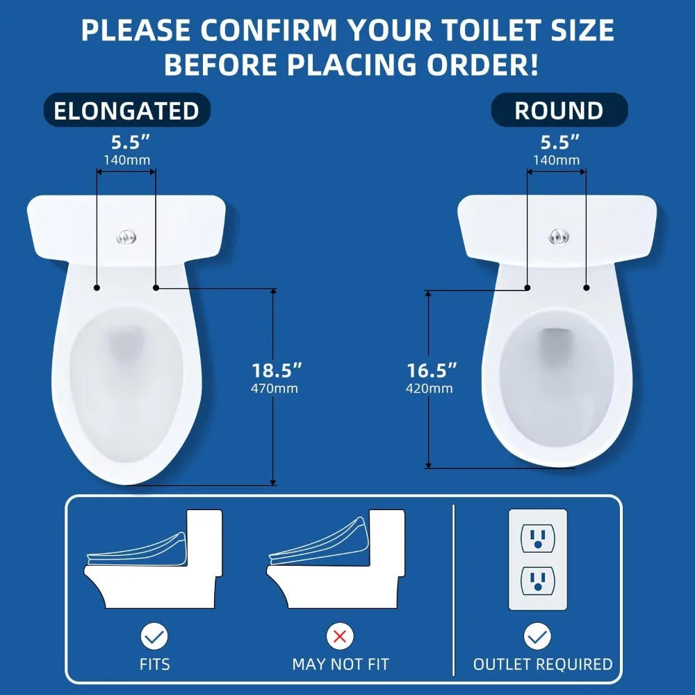 Bidet Toilet Seat-Round Smart Toilet Seat with Wireless Remote and Side Knob,Warm Water & Air Dryer,Adjustable Heated Seat