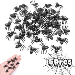 50pcs Halloween Decorative Spiders Small Black Plastic Fake Spider Toys Halloween Funny Prank Props Halloween Party Decorations