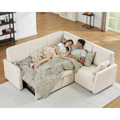 Sofa Bed, with Pull Out Bed & Storage Seat, Reversible L Shape Sectional Couch for Living Room Apartment, 85 Inch Sofa Bed