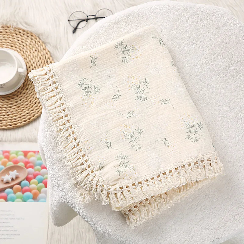 Cute Bear Muslin Squares Cotton Baby Blanket for Newborn Plaid Infant Swaddle Blanket Babies Accessories Bed Summer Comforter