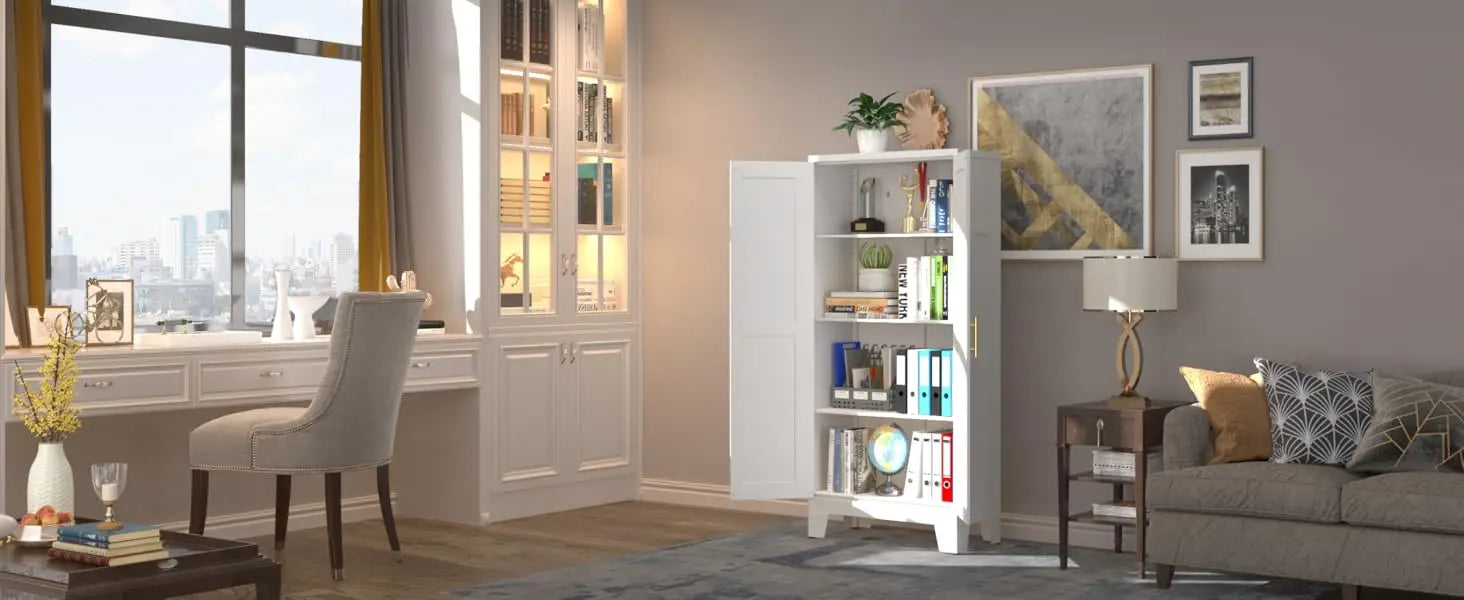 61.02" Pantry Cabinet, Kitchen Pantry Storage Cabinets with Adjustable Shelves and Feet,  Pantry Storage Cabinet for Kitchen