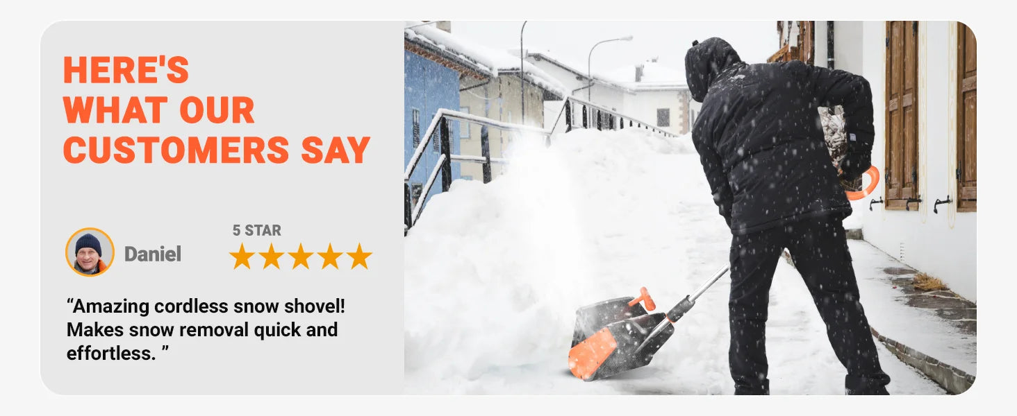 Cordless Snow Shovel with Wheels, 48V | 16-Inch | 4-Ah Brushless Cordless Snow Blower, Battery Snow Blower with Directional Plat