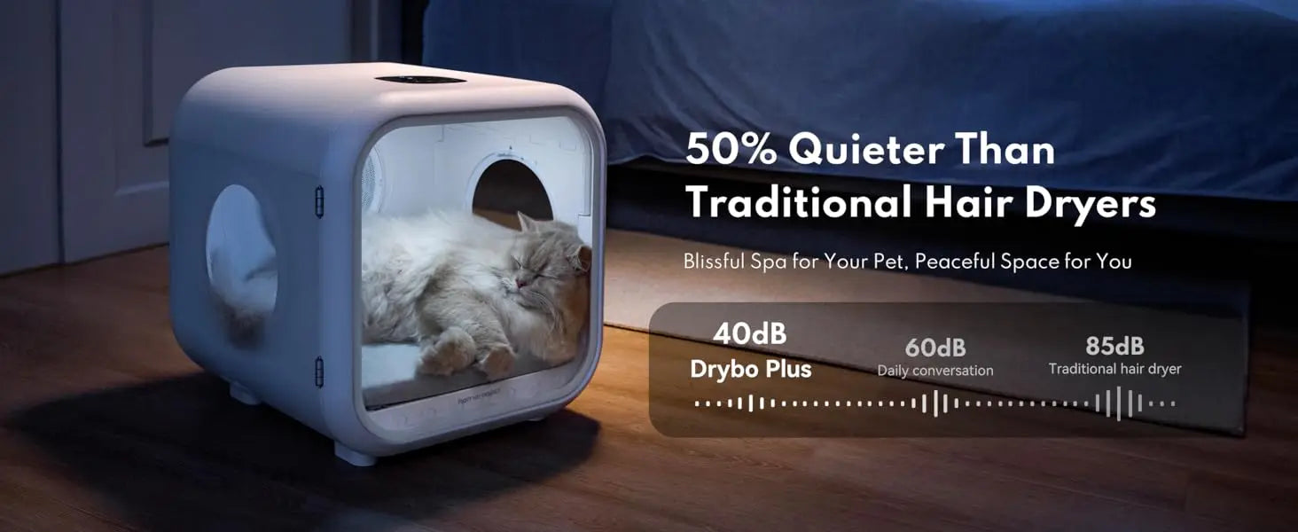 Automatic Pet Dryer Box - Ultra Quiet, Smart Temperature Control, 360° Efficient for Cats and Small Dogs