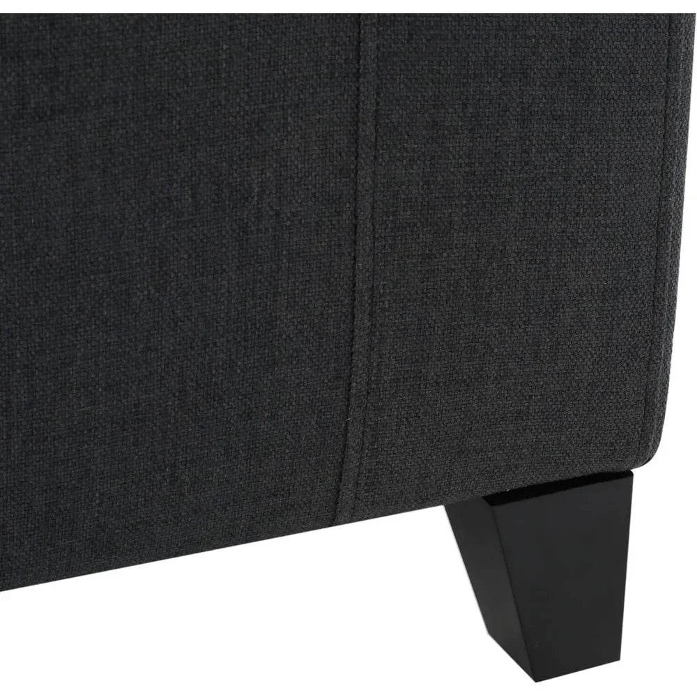 Fabric Storage Ottoman Foot Stool Dark Grey Dimensions: 20.50”D X 51.00”W X 17.00”H Freight Free Hallway Living Room Home