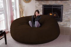 Chill Sack Bean Bag Chair: Giant 8' Memory Foam Furniture Bean Bag - Big Sofa with Soft Micro Fiber Cover - Brown Furry