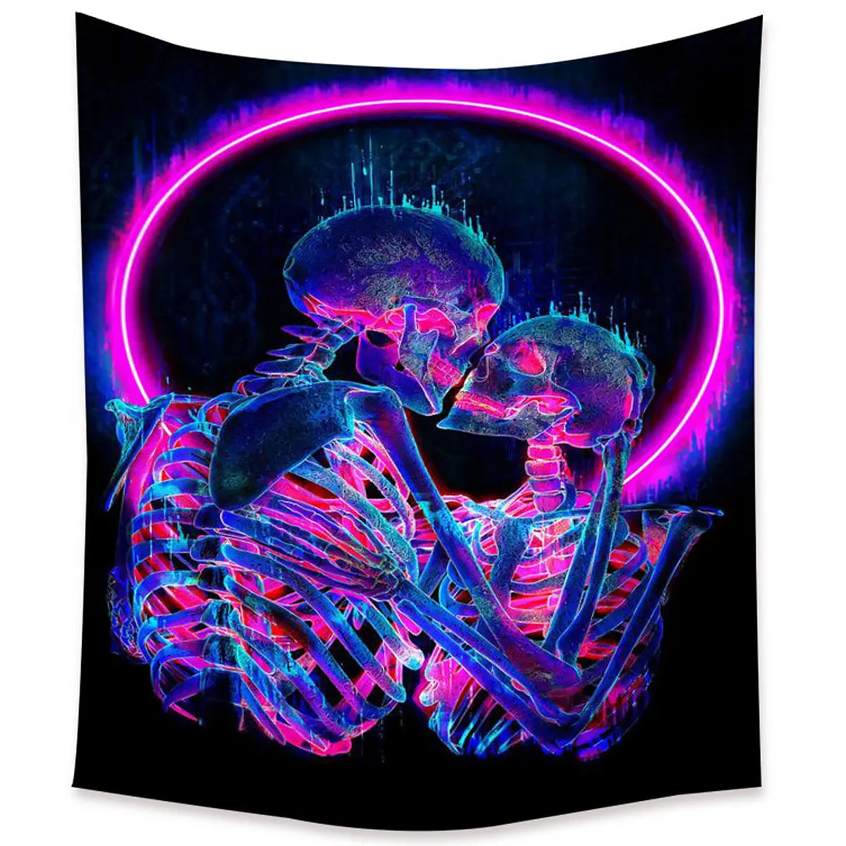 Skull Tapestry Psychedelic Fluorescent Wall Hanging Carpet Mandala Wall Blanket Aesthetic Background Tapestry Home Decoration