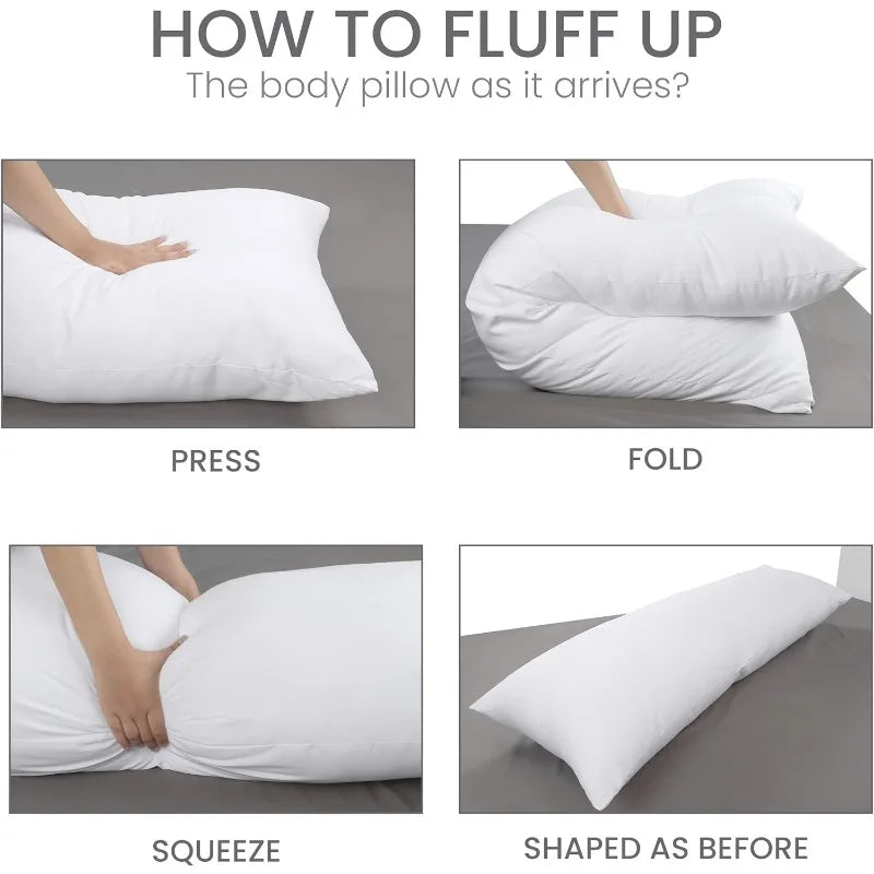 Full Body Pillow for Adults (White, 20 x 54 Inch), for Sleeping, Side Sleepers