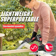 6 Inch Cordless Mini Chainsaw Portable Battery Powered Electric Saw 21V Handheld Chain Saw Wood Cutting Pruning Garden Work