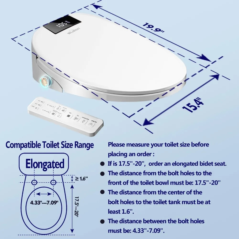 Upgrade Smart Bidet Toilet Seat Elongated, Electronic Heated Bidet with Adjustable Warm Air Dryer, Unlimited Bidet Warm Water