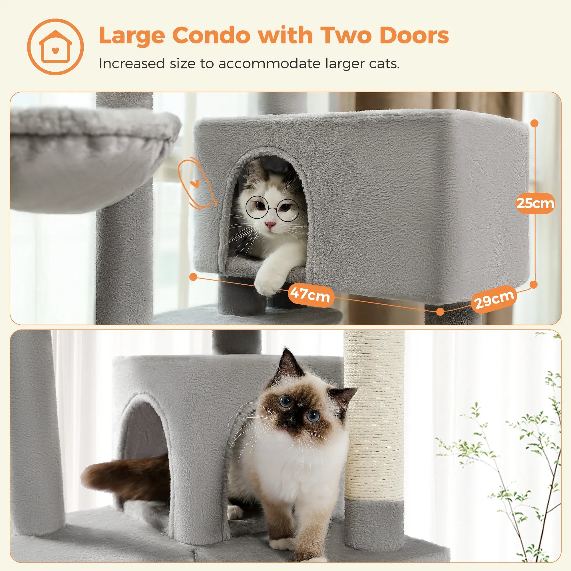 Multi-Level Cat Tree with Condo Scratching Posts Large Cat Tower with Hammock Cat Accessories Kitty Cat Toys Cat Pet Supplies