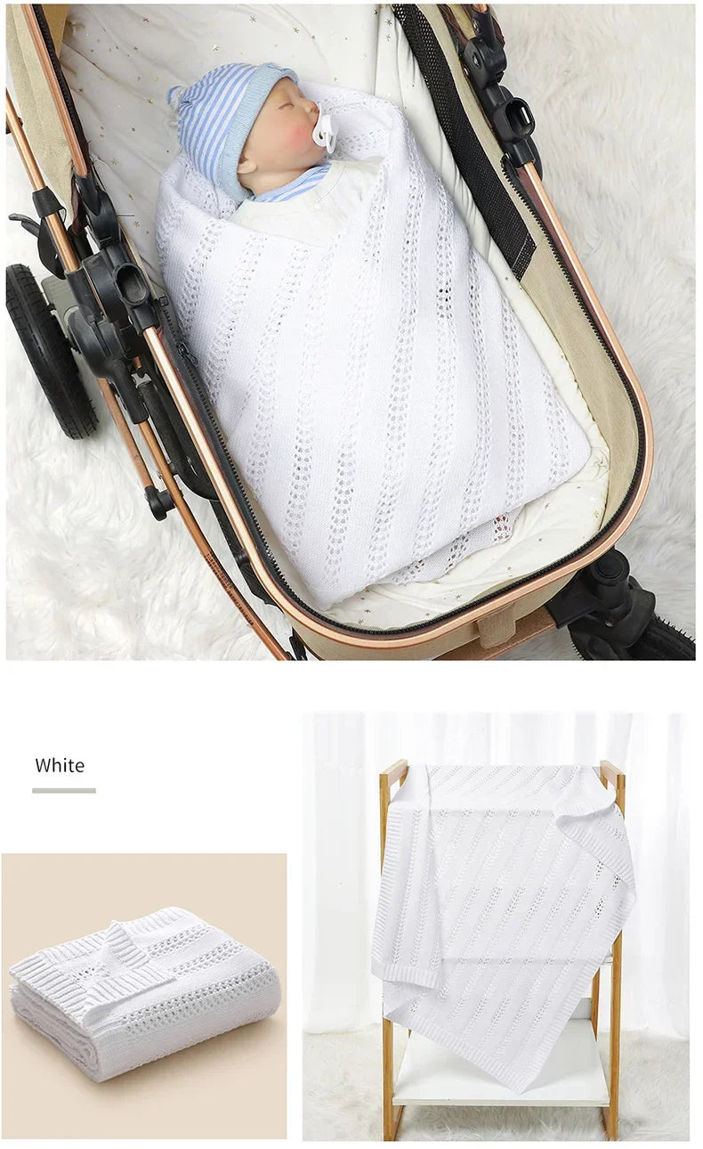 Newborn Baby Blanket Cotton Knit Infant Girl Boy Bedding Quilt 90*70CM Fashion Solid Toddler Stroller Swaddling Super Soft Plaid