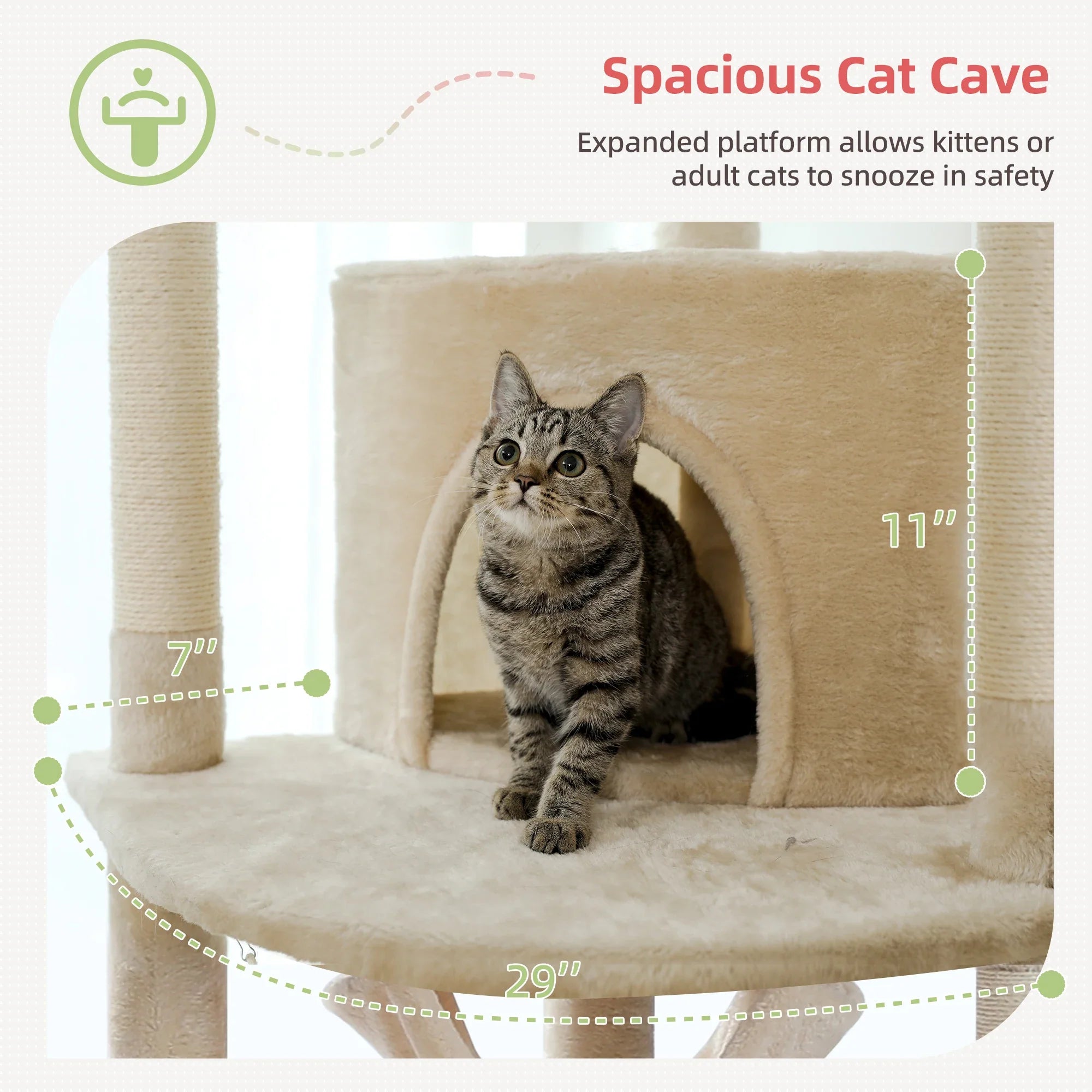 Modern Adjustable Cat Tree Tower 236-258cm Tall Climbing Cat House with Scratch Posts Perches Condo Hammock for Indoor Kittens