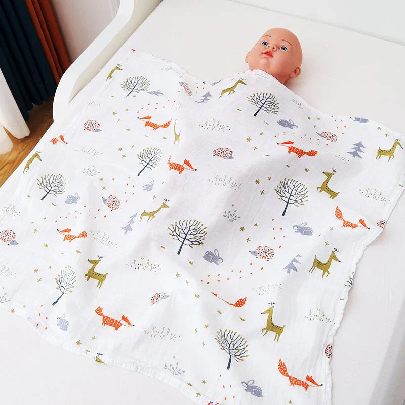 70x70cm Baby Blanket Ultra Soft Organic Cotton Newborn Swaddle Wrap Dual Layers Infant Feeding Burp Cloth Towel Scarf Baby Stuff