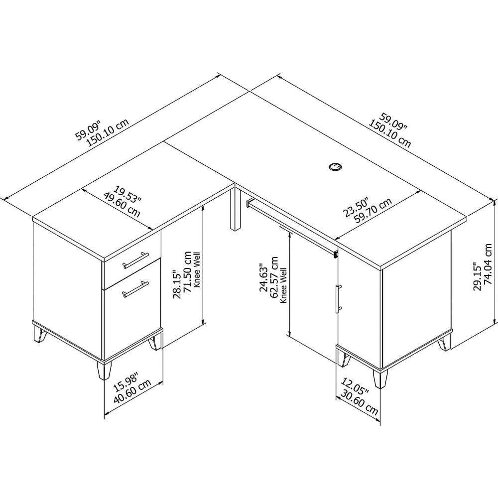 L Shaped Desk with Storage | Corner Computer Table for Home Office, 60W, Maple Cross,Office Desk