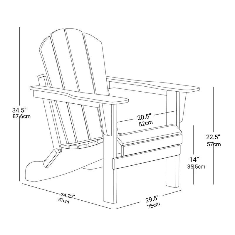 Folding Adirondack Chair, Relaxing Stackable Arm Rest Ergonomic HDPE All-Weather Adirondack Chair