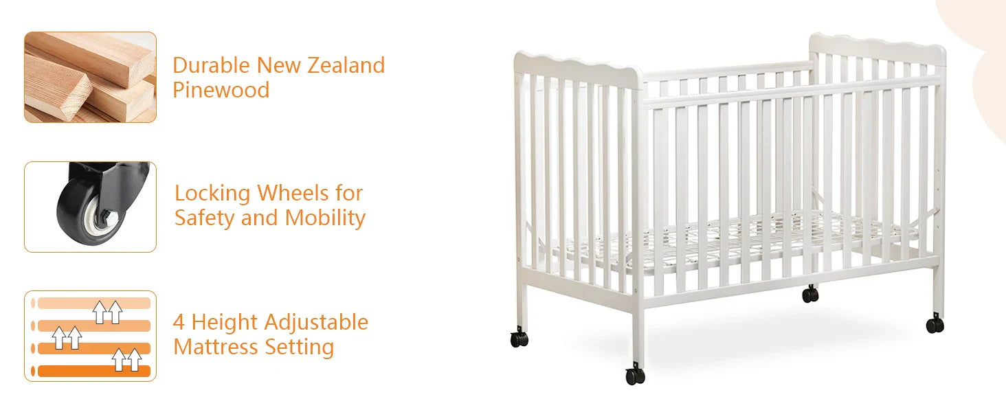 Convertible Crib in White, Converts to Toddler Bed & Daybed, Fits Standard Full-Size Crib Mattress, Non-Toxic Finish