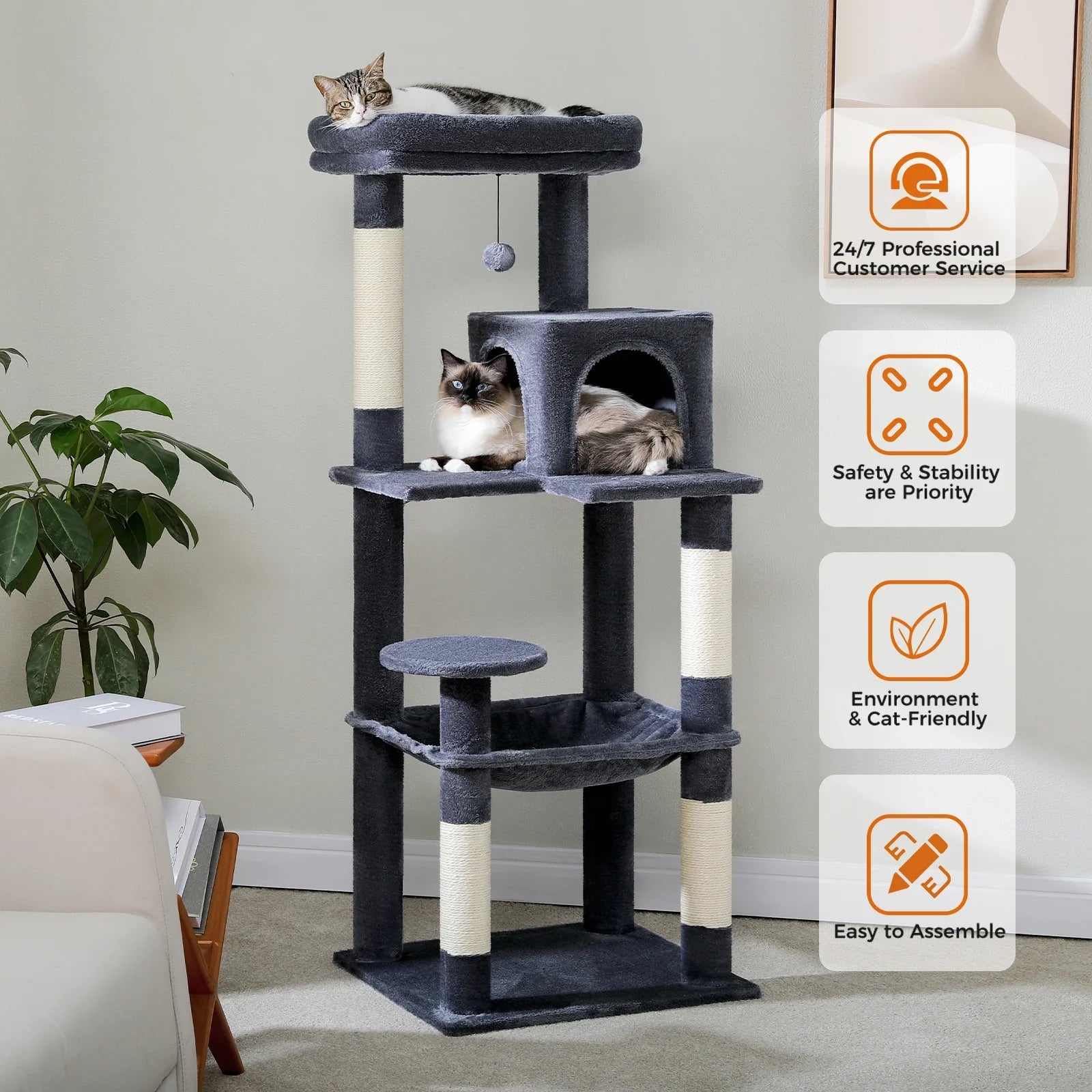 Multi-Level Cat Tree Tower with Condo Scratching Post for Cat Furniture House Cat Scratcher Cat Supplies Cat Toy